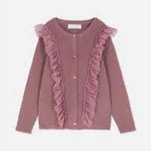 Primary Girls' Ruffled Cardigan Sweater - Purple